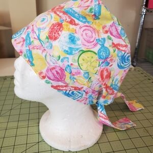 New Colorful Candy Print Scrub Cap Adult Sz Cotton